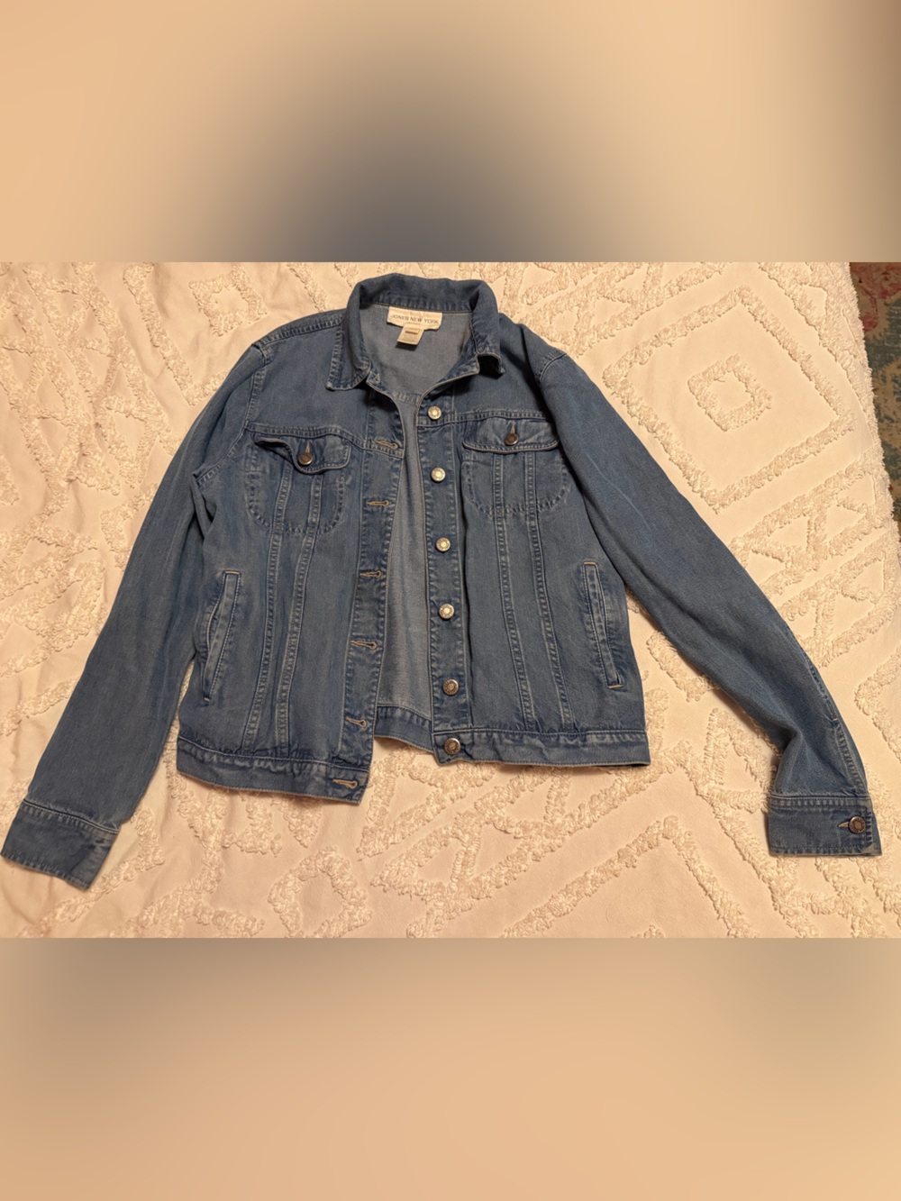 Jones New York Light Blue Denim Jacket - Button-Front